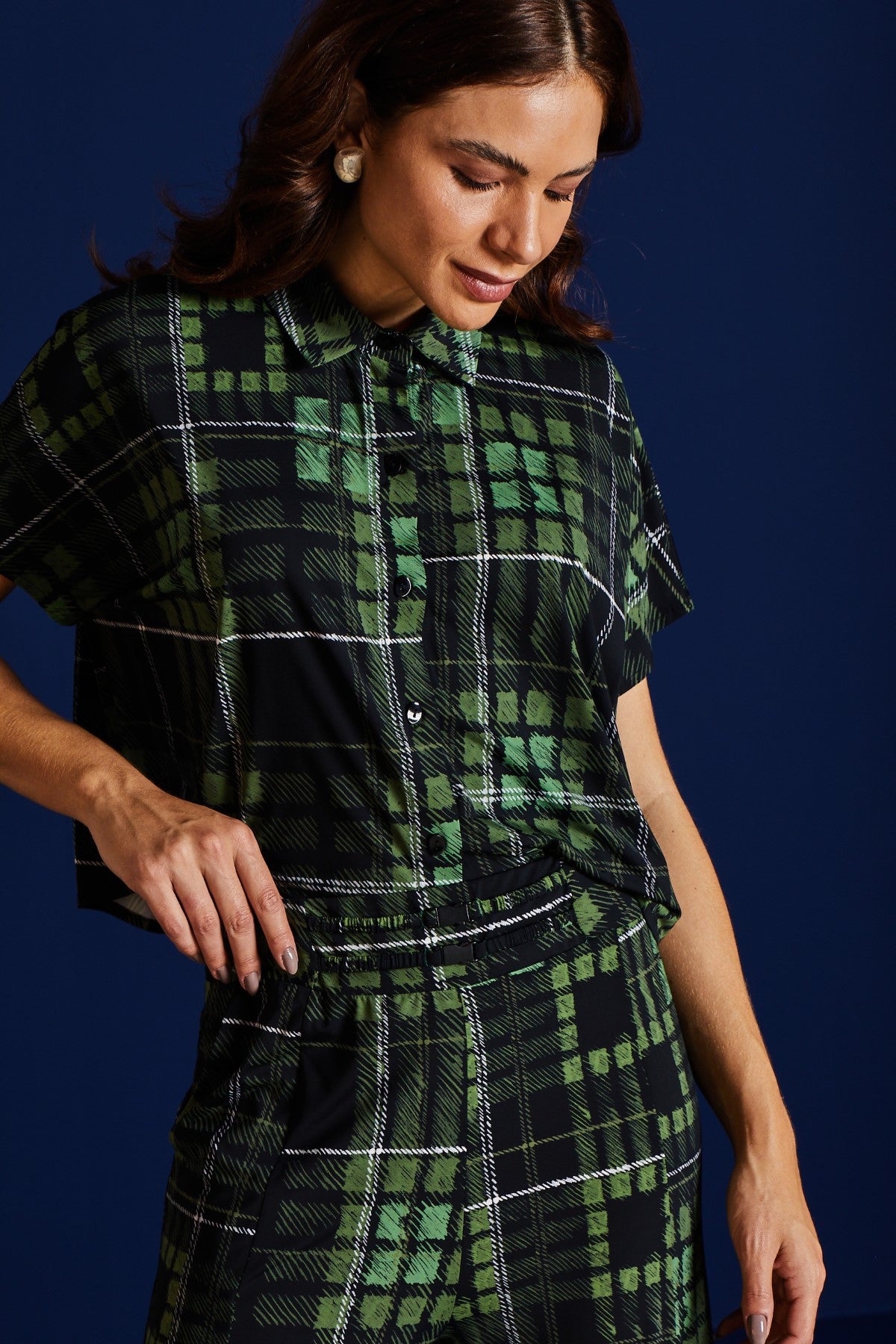 Calça Fluity Pantalona Cargo Xadrez Verde Voar – Moça Bonita Boutique