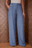 Calça Flush Cós Franzido Blueberry Litt