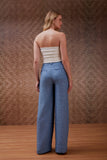 Calça Flush Cós Franzido Blueberry Litt
