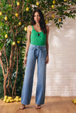 Calça Jeans Reta Tira Amarração Litt