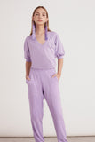 Calça Malha Recortes Pespontos Lilas Lavanda Lucidez
