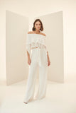 Calça Reta Georgete Off White Alphorria
