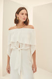 Calça Reta Georgete Off White Alphorria