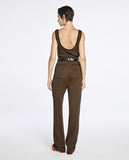 Calça Reta Jasmin Chevron Marrom Lafort