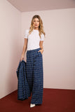 Calça Reta Tweed Azul Anne Fernandes