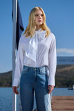 Camisa Gola com Laço Branca Anne Fernandes