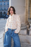 Camisa Jabour Chiffon Bordado Anne Fernandes