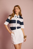 Camisa Listrada Navy e Branco Anne Fernandes