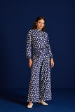 Calça Fluity Pantalona Mix Estampas Poá Azul Voar