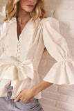 Camisa Pregas Tricoline Off White Litt