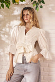 Camisa Pregas Tricoline Off White Litt