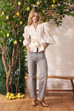 Camisa Pregas Tricoline Off White Litt