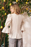 Camisa Pregas Tricoline Off White Litt
