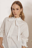 Camisa Tricoline Frufru Gola Off White Litt