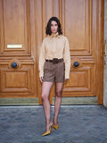 Camisa com Gravata Bege Anne Fernandes