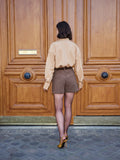 Camisa com Gravata Bege Anne Fernandes
