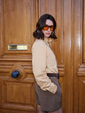 Camisa com Gravata Bege Anne Fernandes