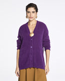 Cardigan Amplo Leila Tricot Roxo Manhattan Lafort
