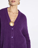 Cardigan Amplo Leila Tricot Roxo Manhattan Lafort