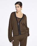 Casaco Amplo Jasmin Chevron Marrom Lafort
