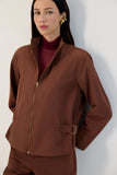 Casaco Tecno Ajuste Lateral Marrom Chocolate Lucidez