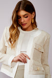 Casaqueto Listra Eco Flor Botão Off White Litt