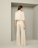 Conjunto Blazer Cropped Calça Off White Anne Fernandes