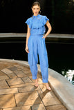 Conjunto Blusa Babado Calça Azul Anne Fernandes
