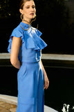 Conjunto Blusa Babado Calça Azul Anne Fernandes
