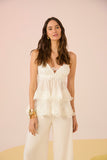 Conjunto Blusa Babados Calça Off White Anne Fernandes