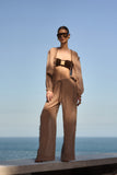 Conjunto Blusa Calça Babados Bege Anne Fernandes