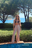 Conjunto Blusa Calça Babados Bege Anne Fernandes