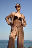 Conjunto Blusa Calça Babados Bege Anne Fernandes