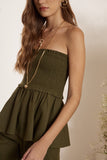 Conjunto Blusa Lastex e Calça Oliva Litt