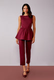Conjunto Blusa Peplum e Calça Merlot Litt