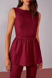 Conjunto Blusa Peplum e Calça Merlot Litt