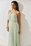 Conjunto Blusa Renda Saia Verde Água Anne Fernandes