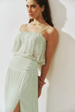 Conjunto Blusa Renda Saia Verde Água Anne Fernandes