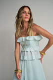 Conjunto Blusa Saia Longa Verde Água Anne Fernandes