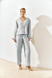 Conjunto Camisa Calça Linho Cinza Anne Fernandes