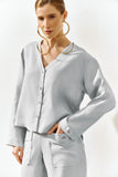 Conjunto Camisa Calça Linho Cinza Anne Fernandes