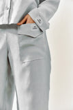 Conjunto Camisa Calça Linho Cinza Anne Fernandes