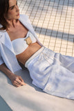 Conjunto Camisa Cropped Calça Linho Branco Anne Fernandes
