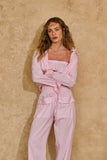 Conjunto Camisa Top Calça Listrado Rosa Anne Fernandes