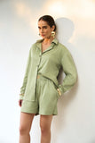 Conjunto Camisa e Short Elástico Verde Anne Fernandes