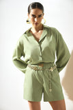 Conjunto Camisa e Short Elástico Verde Anne Fernandes