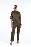Conjunto Casaqueto e Calça Verde Oliva Anne Fernandes