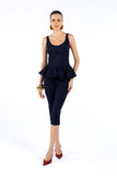 Conjunto Corset Peplum e Corsário Marinho Anne Fernandes