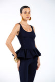 Conjunto Corset Peplum e Corsário Marinho Anne Fernandes
