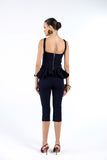 Conjunto Corset Peplum e Corsário Marinho Anne Fernandes